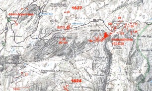 [Landkarte: Forschungsgebiet &laquo;Auf der Hüttstatt&raquo;]